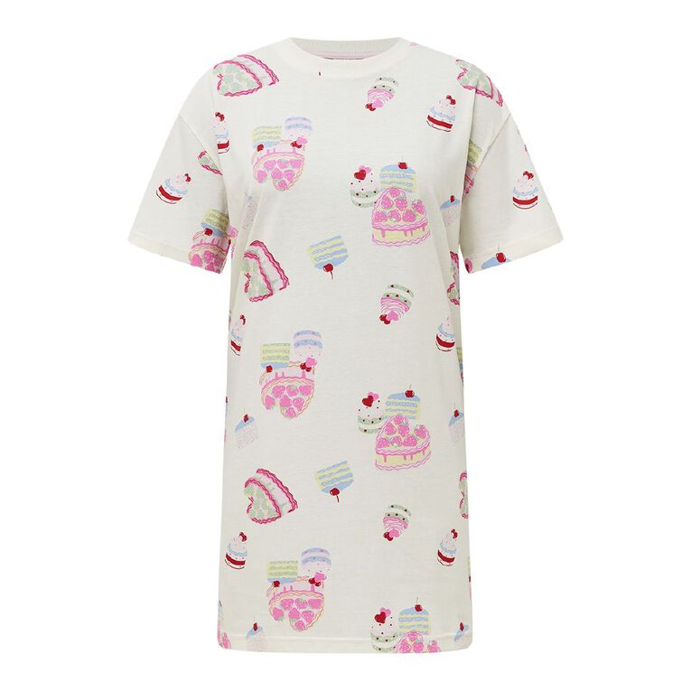 H&H Women's Boxy T-Shirt Nightie, White, hi-res