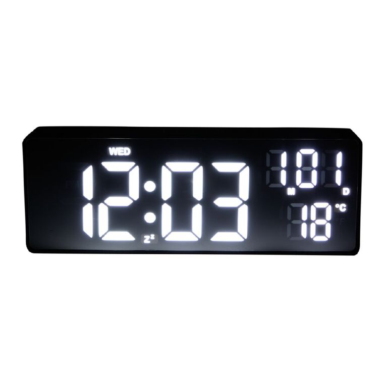 Market Lane Digital Alarm Clock with Silver Screen Black, , hi-res