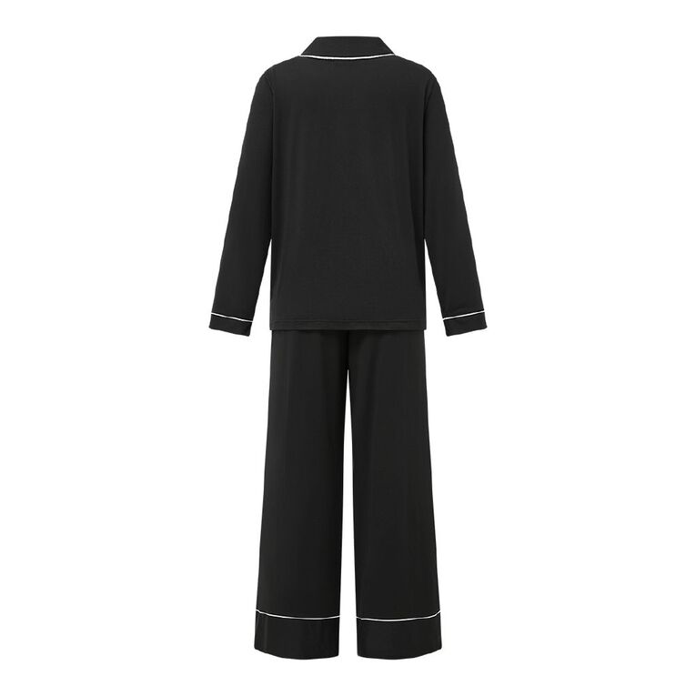 H&H Women's Comfy Button Up Pyjama Set, Black, hi-res