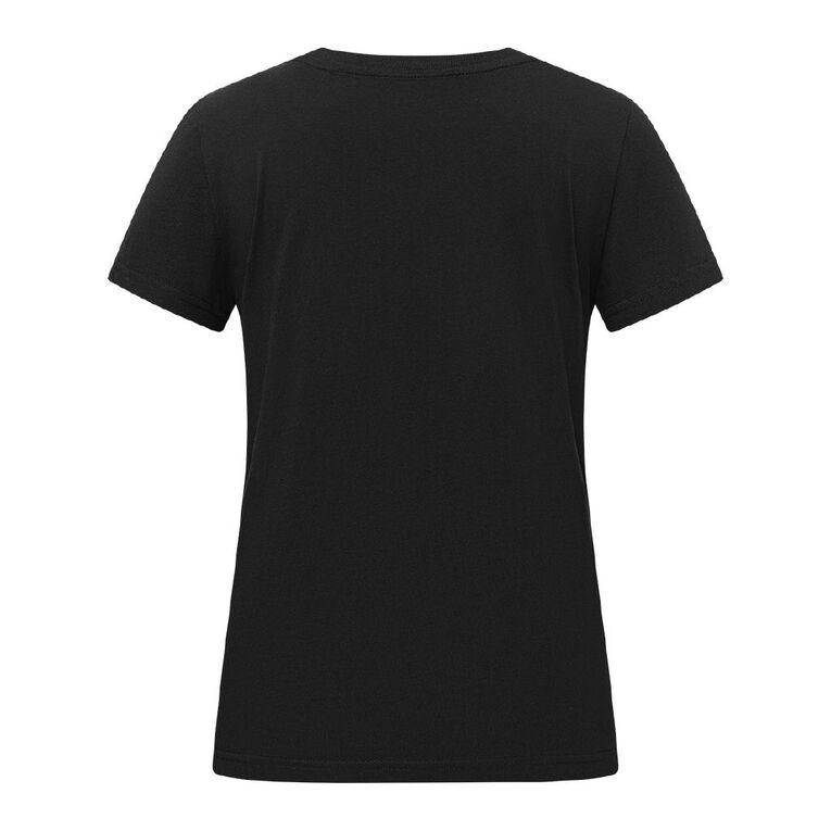 H&H Women's Short Sleeve V-Neck Cotton Tee, Black, hi-res