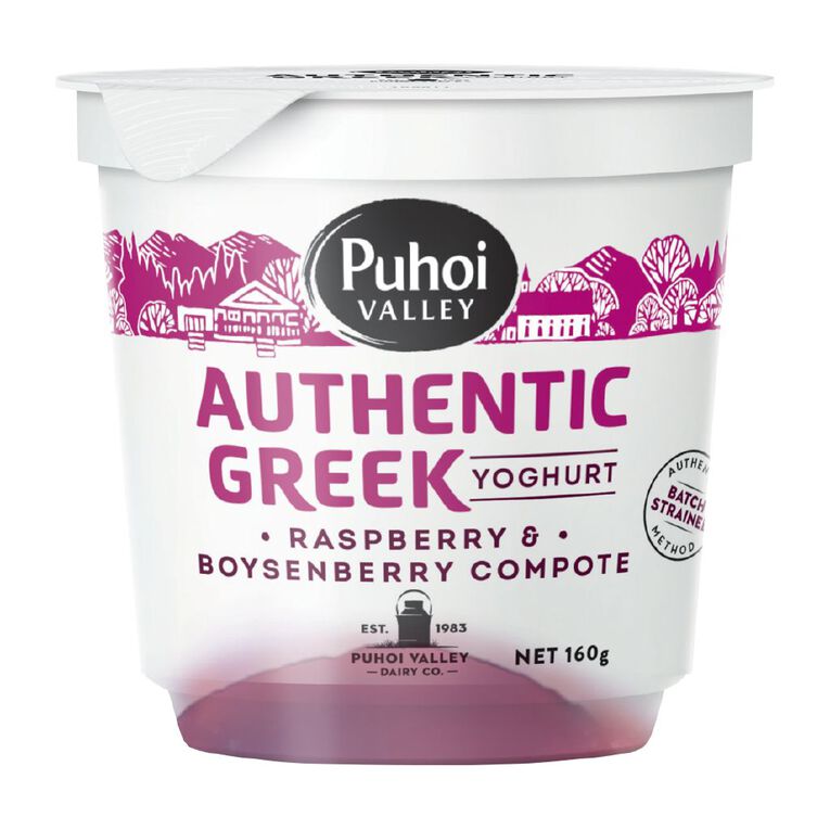 Puhoi Valley Greek Yoghurt Raspberry and Boysenberry Compote 160g