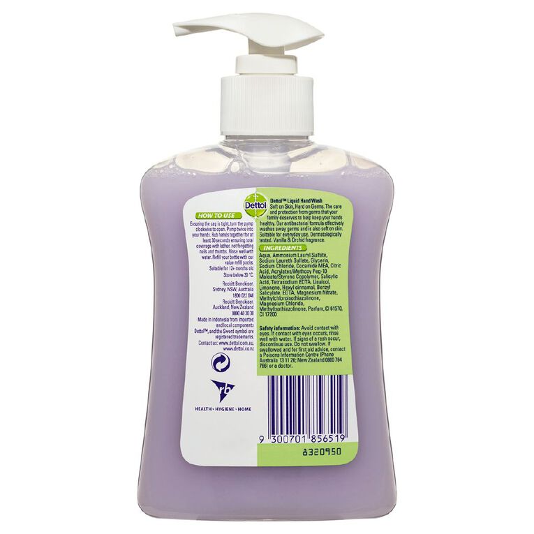 Dettol Hand Wash Pump Vanilla & Orchid 250ml, , hi-res