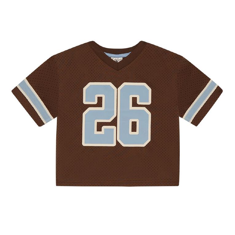 Young Original Toddler Short Sleeve Eyelet Tee, Brown Dark, hi-res