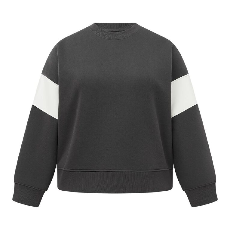H&H Curve Women's Colour Block Crew, Grey Dark, hi-res