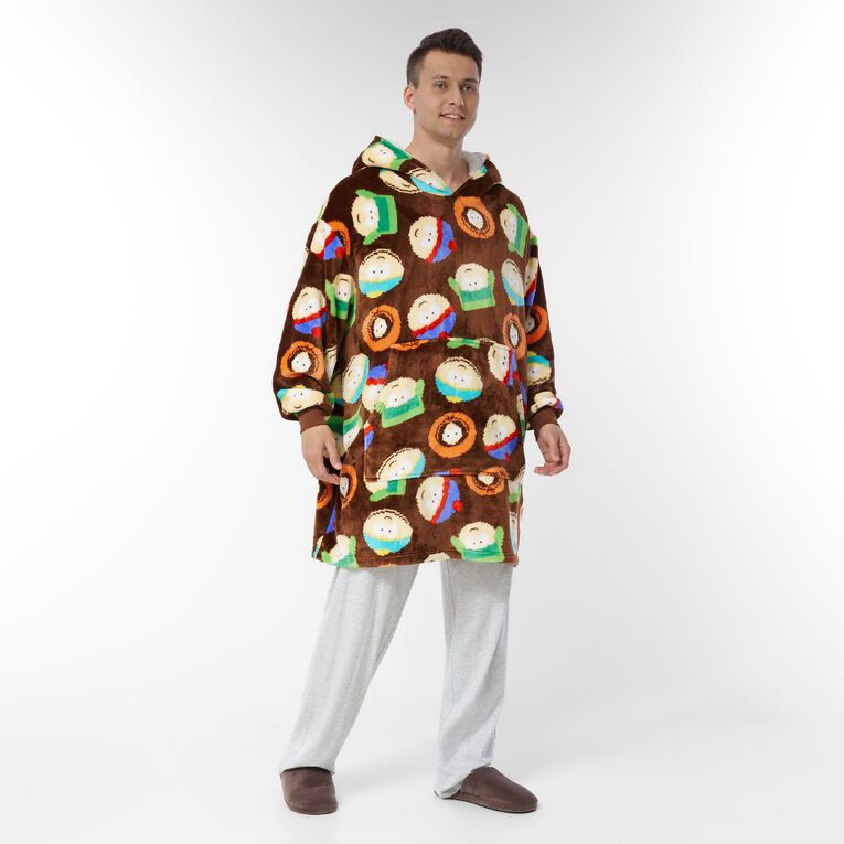 South Park Men's Coral Fleece Hoodie, Brown Dark, hi-res