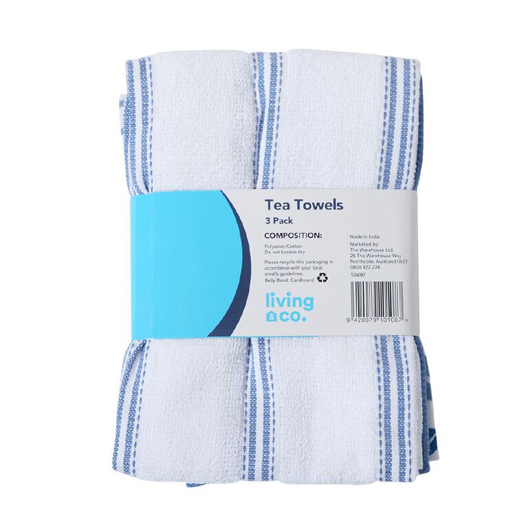 Living & Co Tea Towels 3 Pack Assorted, , hi-res