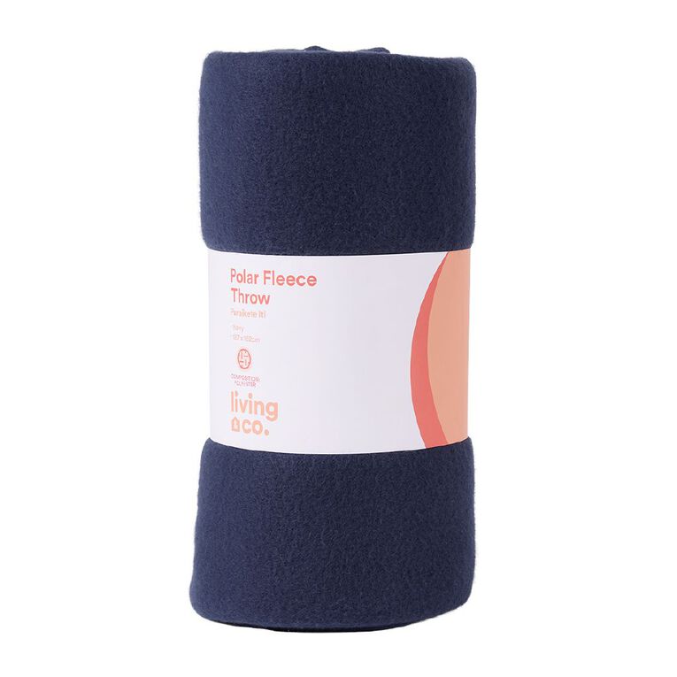 Living & Co Polar Fleece Throw Navy 127cm x 152cm, , hi-res