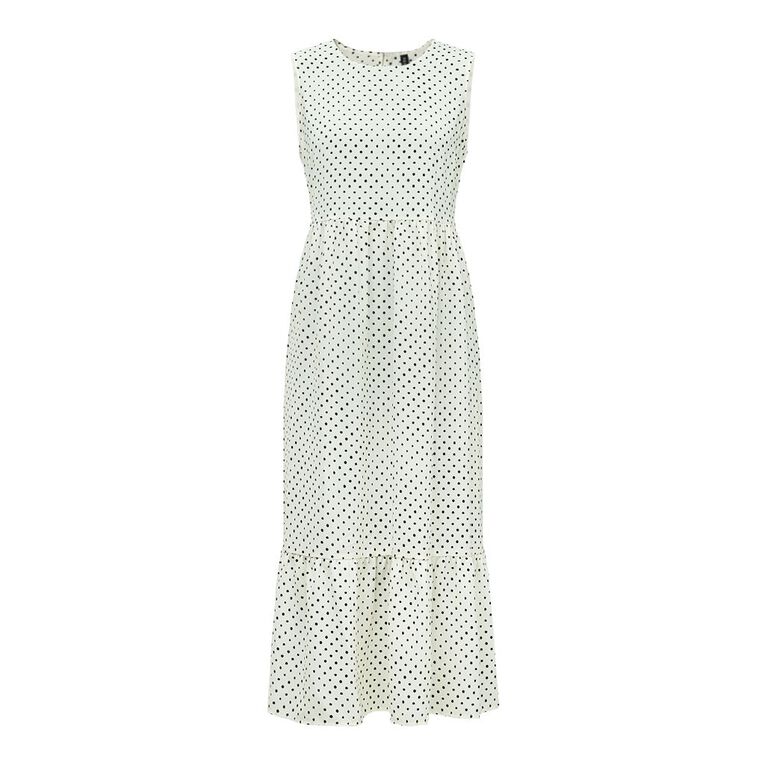 H&H Women's Drop Hem Midi Dress, White/Black, hi-res
