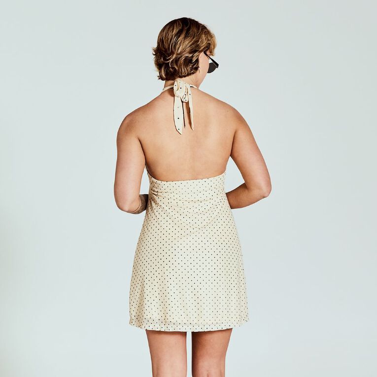 BRDRLESS Pippa Halter Mesh Mini Dress, Yellow Light, hi-res