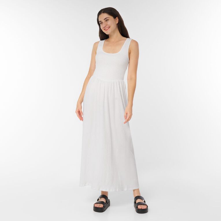 H&H Women's Shirred Bodice Midaxi, White, hi-res