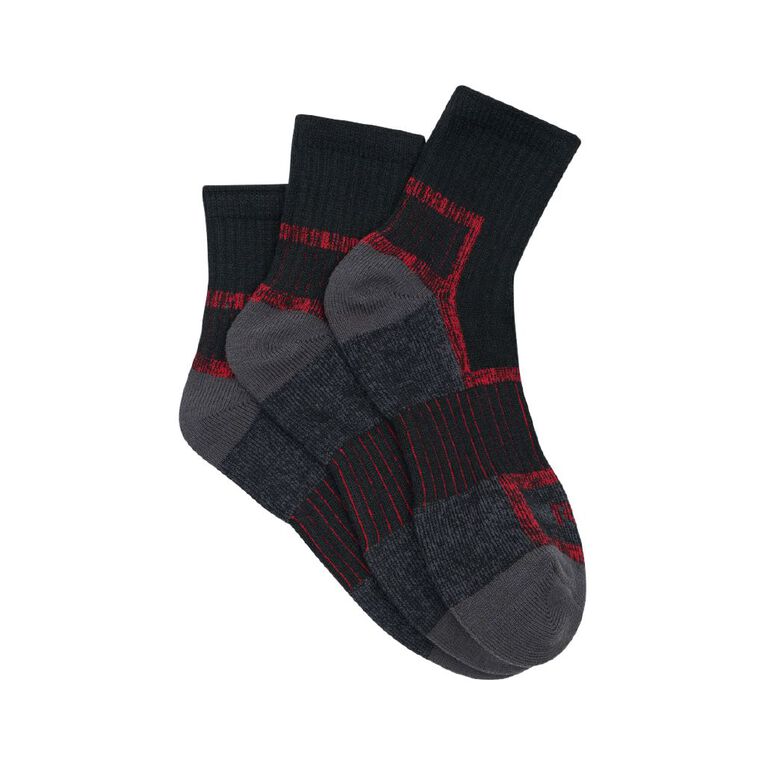 Rio Men's Quarter Crew Work Socks 3 Pack Red | The Warehouse