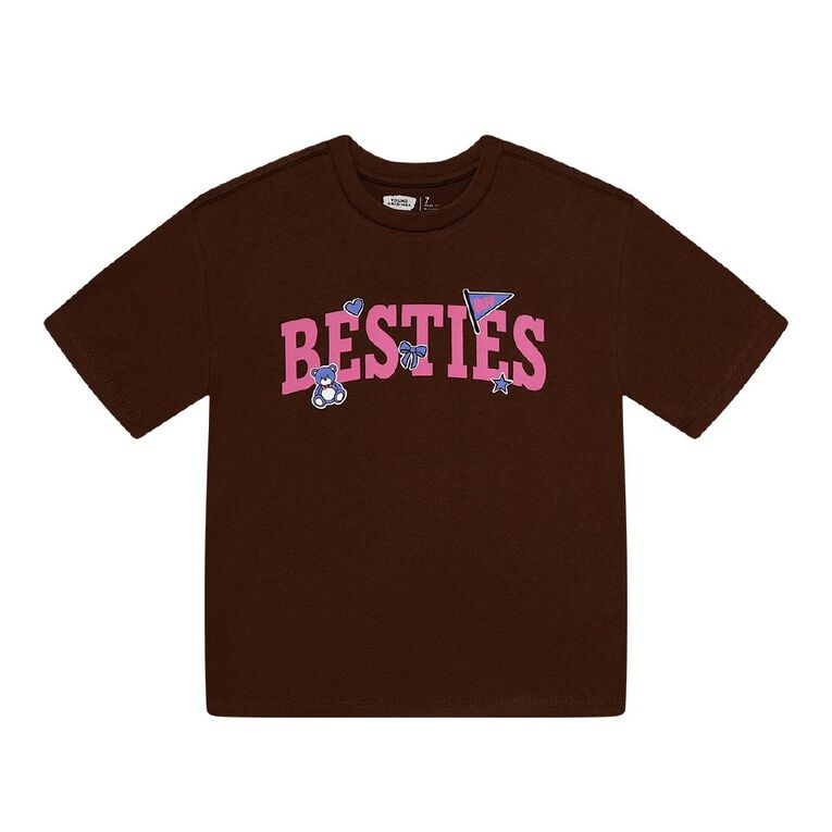 Young Original Relaxed Fit Short Sleeve Printed Tee, Brown Dark, hi-res