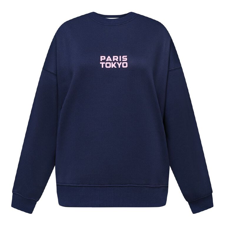Garage Women's Fresh Fleece Crew, Blue Dark, hi-res