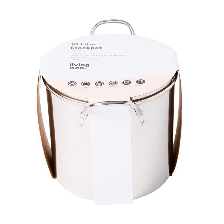 Living & Co Stockpot with Glass Lid Stainless Steel 10L, , hi-res