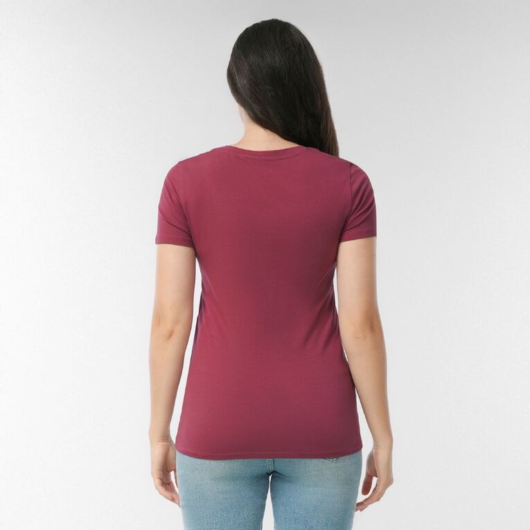 H&H Women's Stretch Scoop Neck Tee, Pink Dark, hi-res