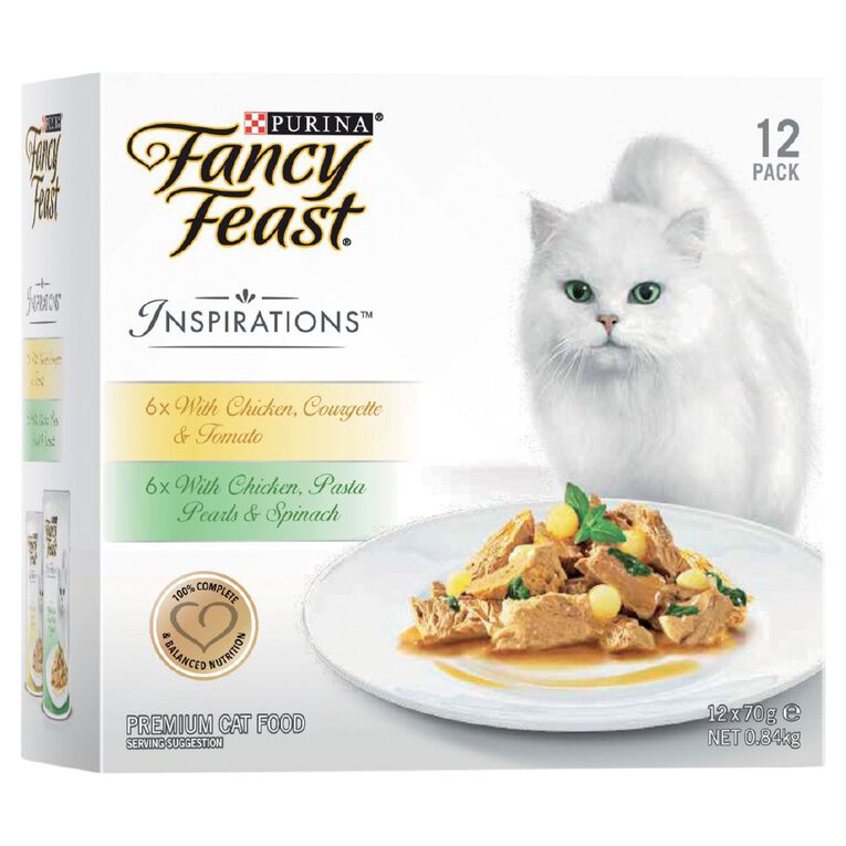 Fancy Feast Inspirations Chicken & Chicken Wet Cat Food 12 x 70g, , hi-res