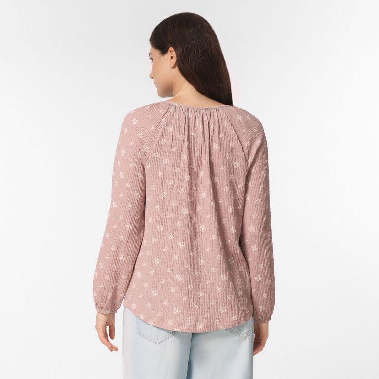 H&H Women's V Neck Gathered Top, Pink Mid, hi-res