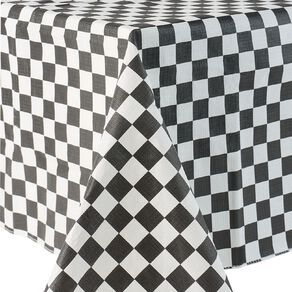 Living & Co Table Cloth Plastic Check Black
