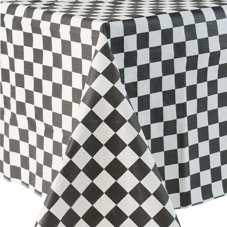 Living & Co Table Cloth Plastic Check Black, , hi-res