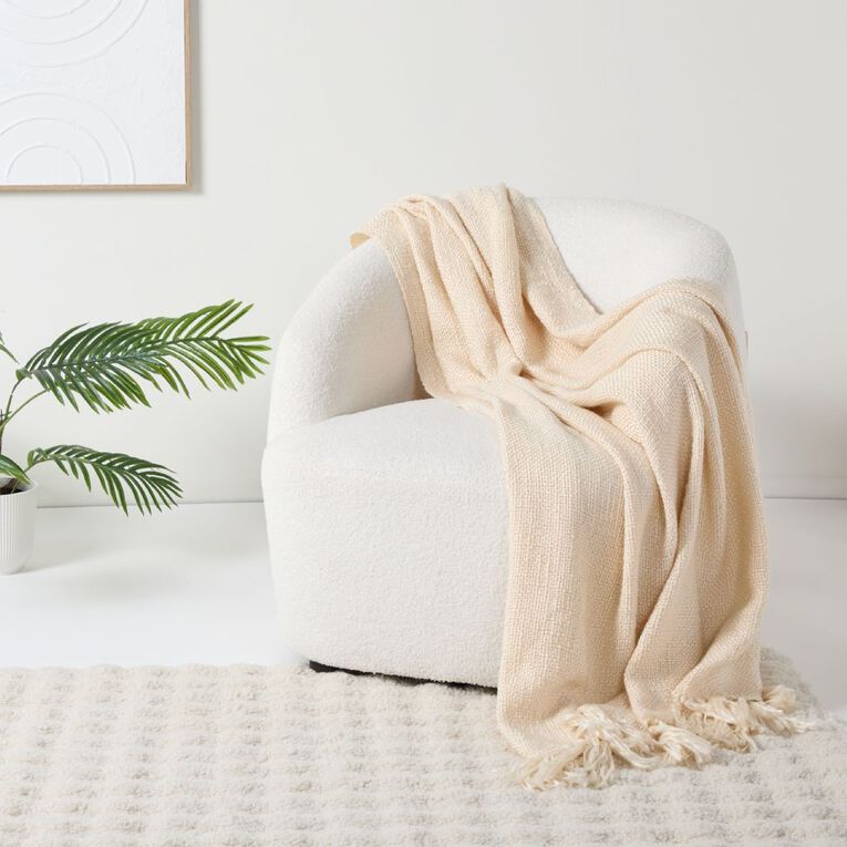 Living & Co Throw Chunky Natural 127cm x 152cm, , hi-res
