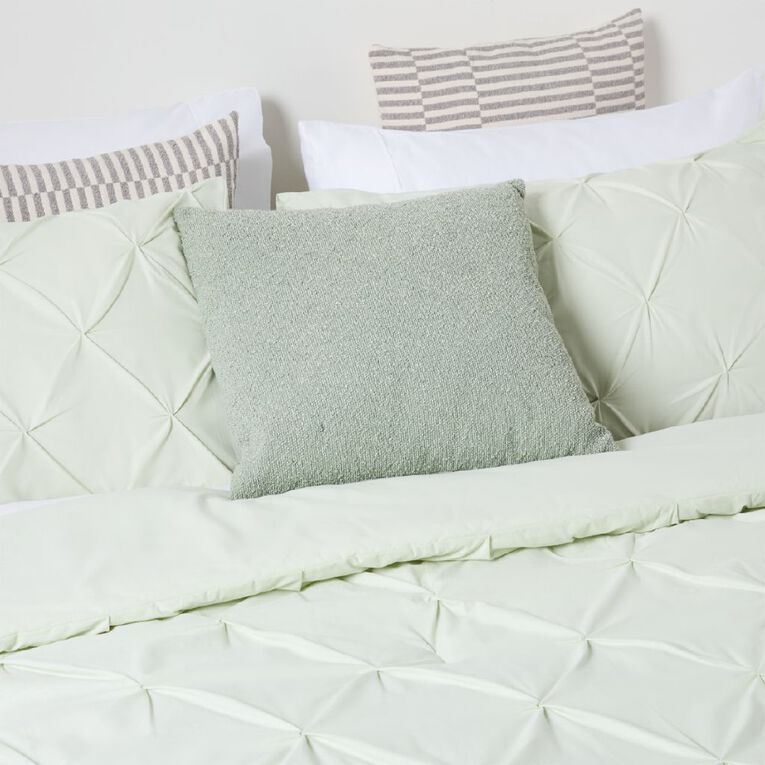 Living & Co 3 Piece Comforter Set Pintuck Green King, , hi-res