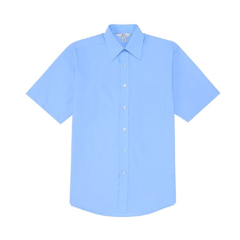 Schooltex Short Sleeve Poplin Shirt, Blue Mid, hi-res