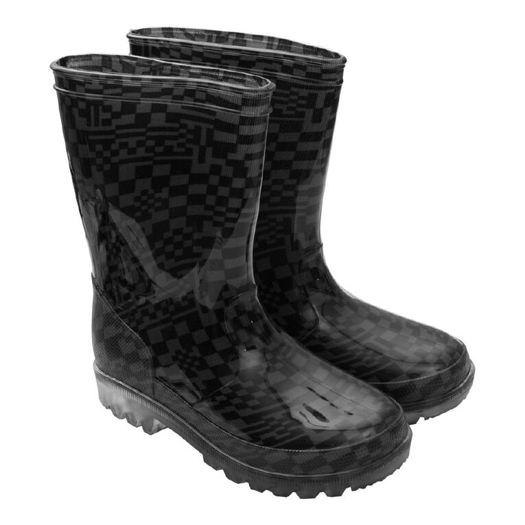 Young Original Senior Kids' Light Up Gumboots, Black/Grey, hi-res