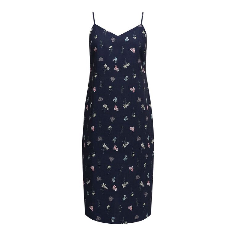 H&H Women's Amber Rixon Slip Midi Dress, Navy, hi-res