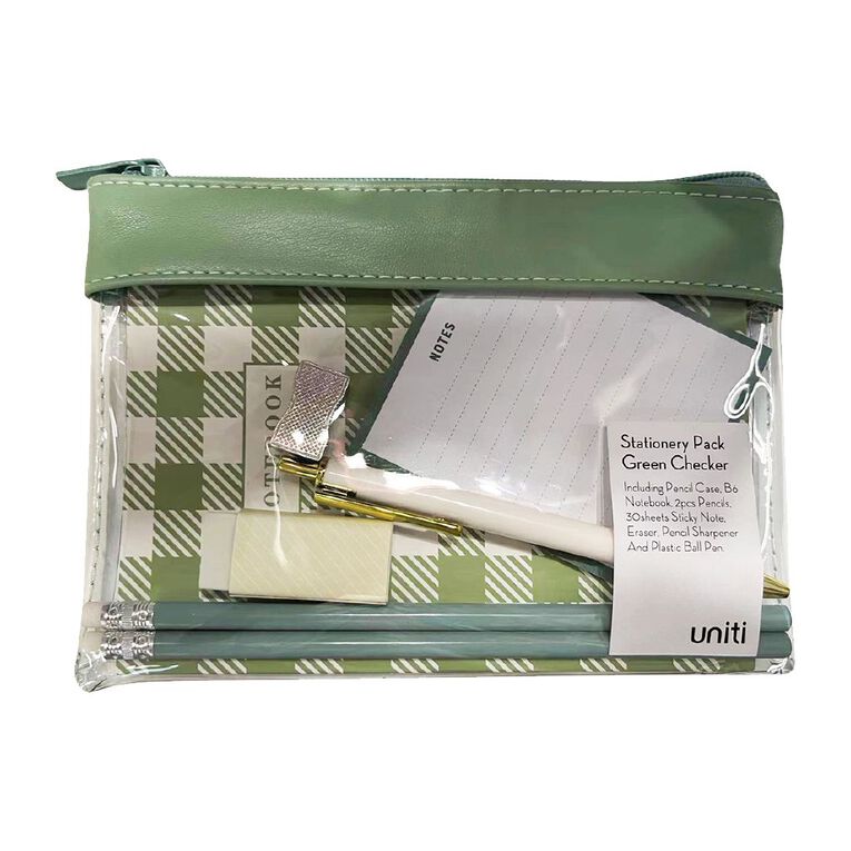 Stationery Pack Green Checker The Warehouse