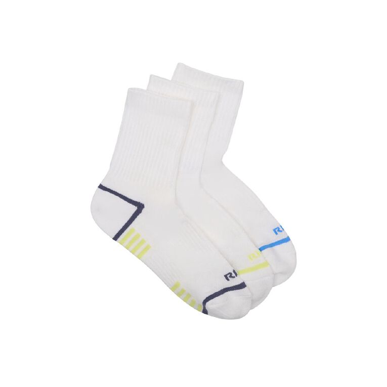 Rio Men's Active Mid Crew Socks 3 Pack, White, hi-res