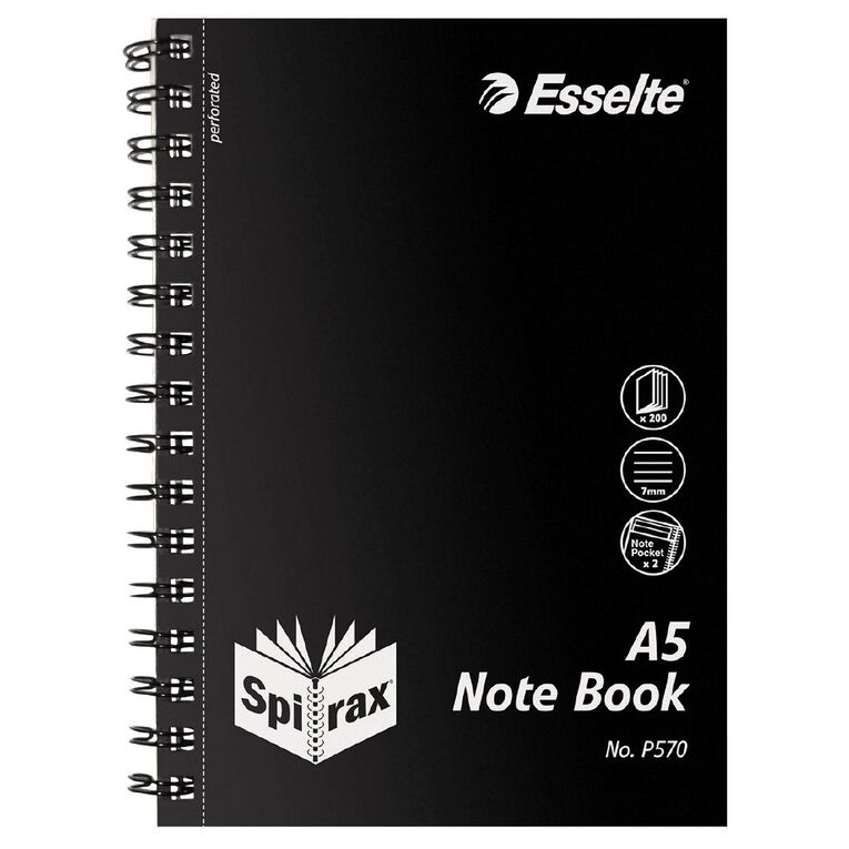 Spirax P570 PP Notebook 200 Pages Black A5, , hi-res