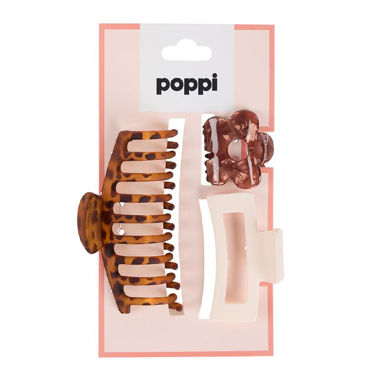 Poppi Gigi Claw Clip Multi Brown Mid, , hi-res