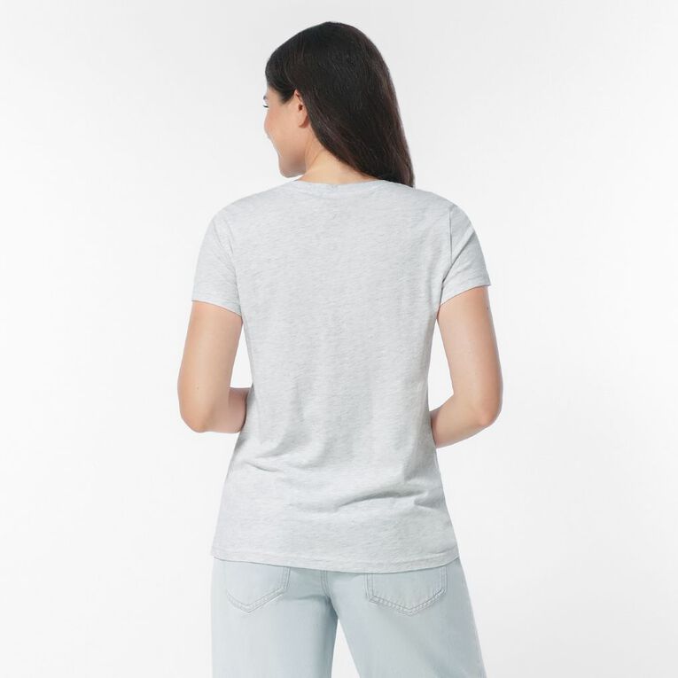 H&H Women's Essential Short Sleeve Crew Neck Tee, Grey Marle, hi-res