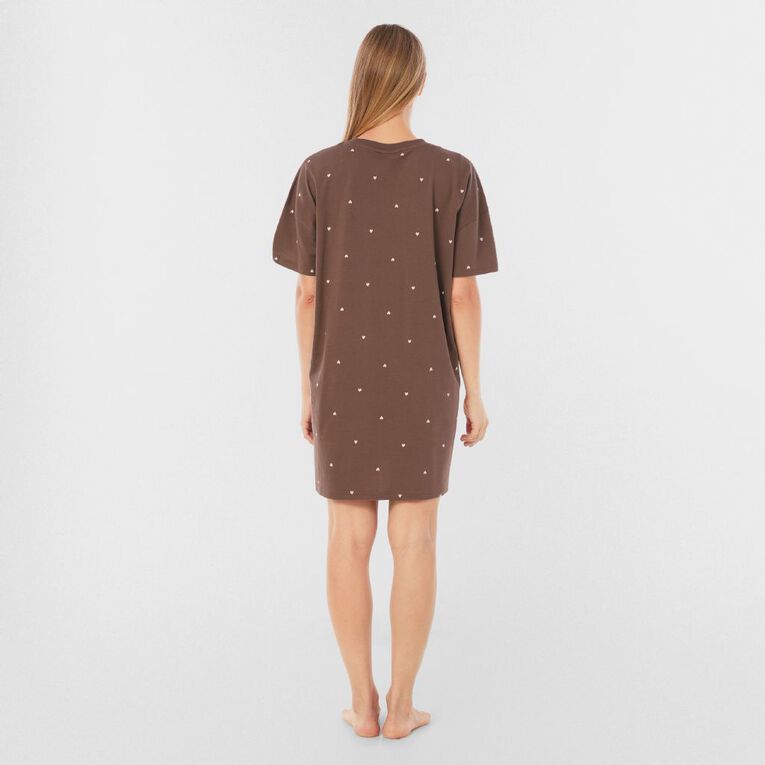 H&H Women's Boxy Tee Nightie, Brown Mid, hi-res