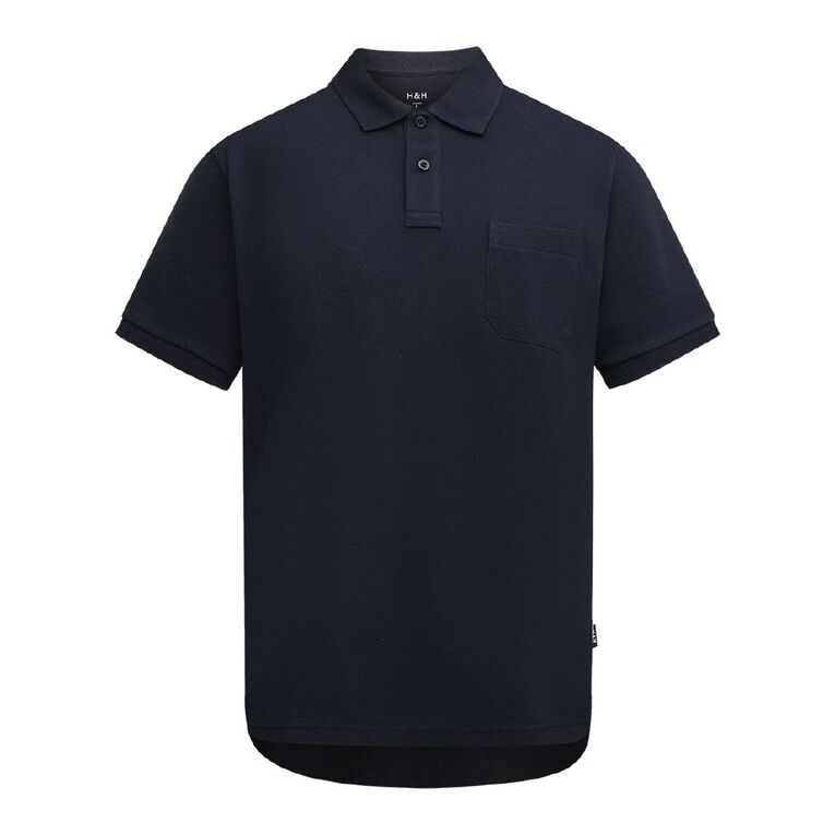 H&H Men's Pique Polo, Navy, hi-res