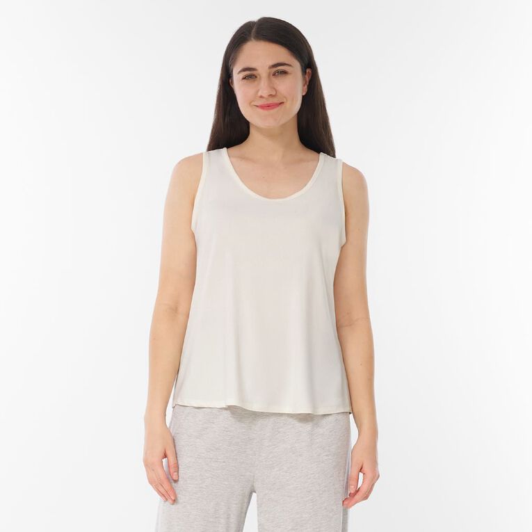 H&H Women's Comfy Pyjama Singlet, Cream, hi-res