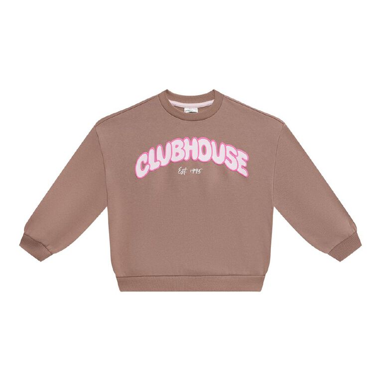 Young Original Puff Print Crew Sweatshirt, Brown Light, hi-res