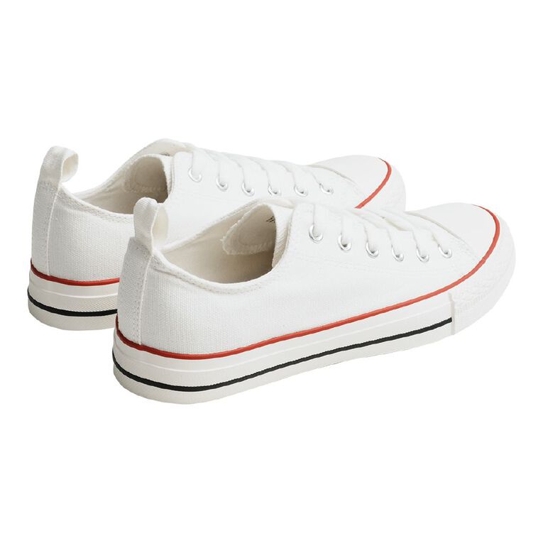 H&H Women's Jen Canvas Low Top Sneakers, White, hi-res