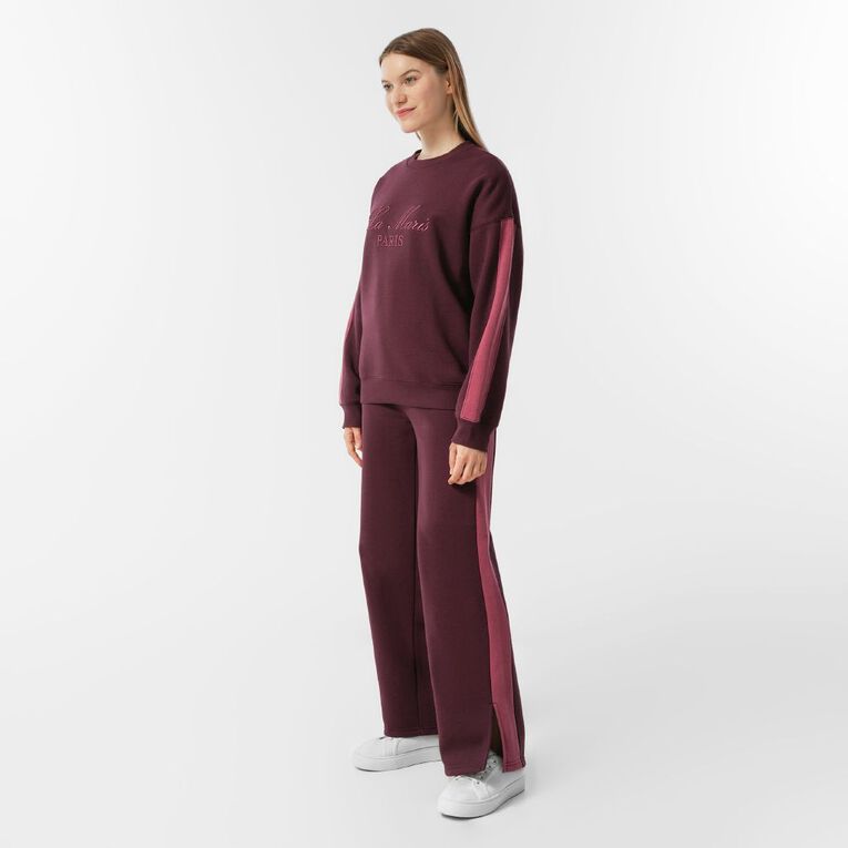 H&H Women's Wide Stripe Crew, Red Dark, hi-res