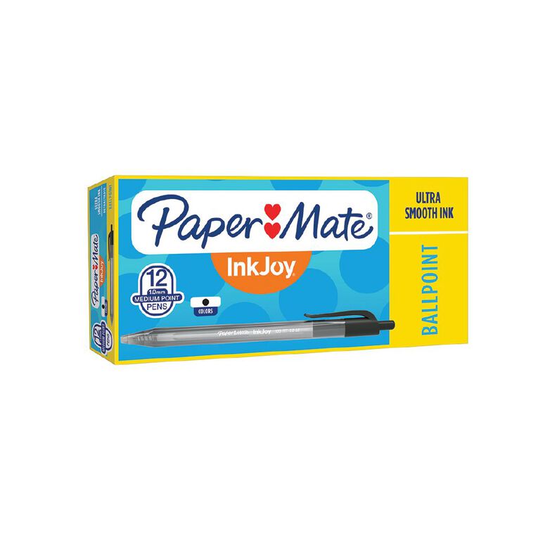 Paper Mate InkJoy 100RT Ballpoint Pens Black 12 Pack, , hi-res