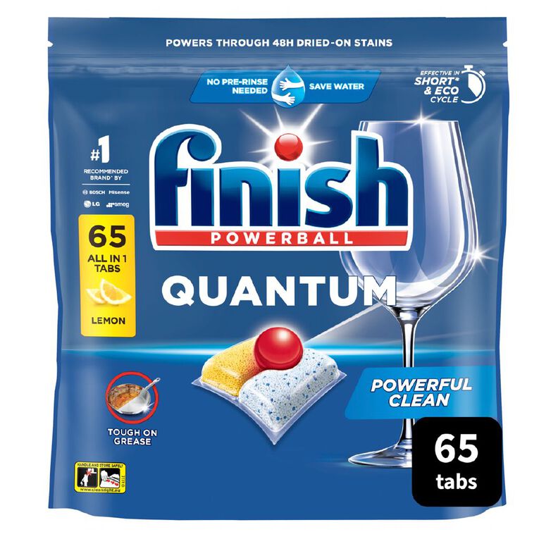 Finish Quantum Dishwasher Tablets Lemon 65 Pack, , hi-res