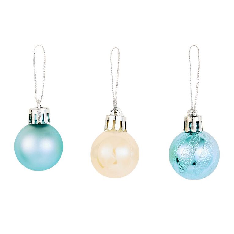 Wonderland Christmas Baubles 3cm Ice Blue/Iridescent 20 Pack, , hi-res