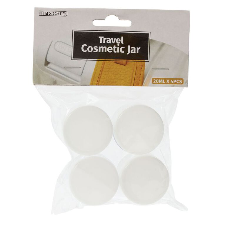 Maxcare Travel Cosmetics Jar Clear 4 Piece Clear, , hi-res