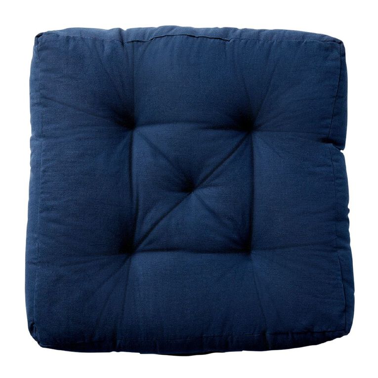 Living Co Cotton Diamond Floor Cushion Eclipse 60cm Navy 60cm