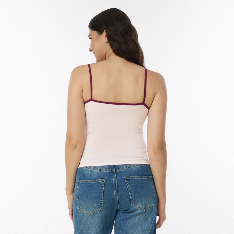 Garage Women's Contour Contrast Trim Camisole, Pink Light, hi-res