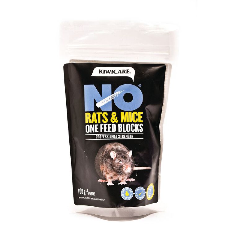 Kiwicare NO Rats & Mice One Feed Bait Blocks 100g, , hi-res