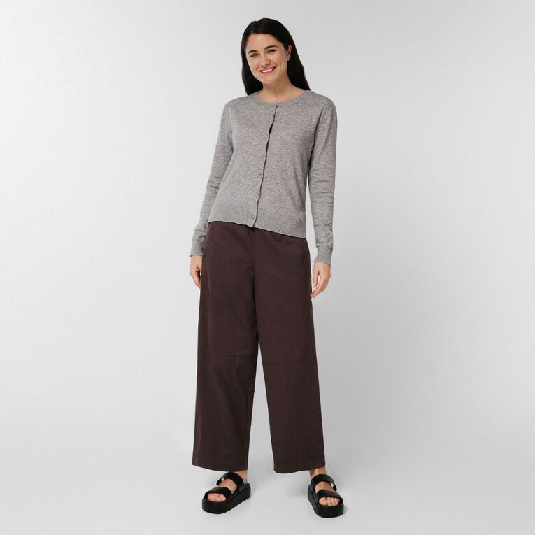 H&H Women's Relaxed Barrel Leg Pants, Brown Dark, hi-res