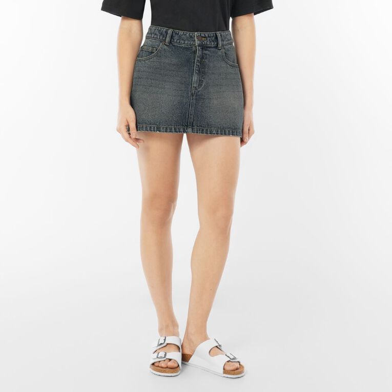 Garage Women's Denim Mini Skirt, Denim Mid, hi-res