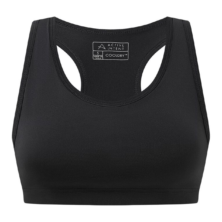Active Intent Women's Plain Crop Top, Black, hi-res