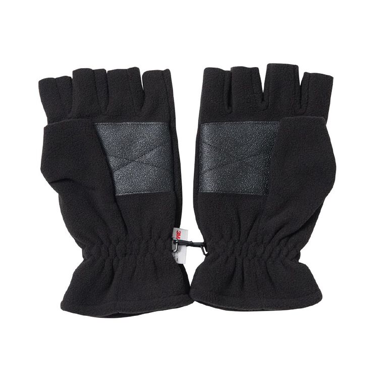 Back Country Men's Half Finger Fleece Gloves, Black, hi-res
